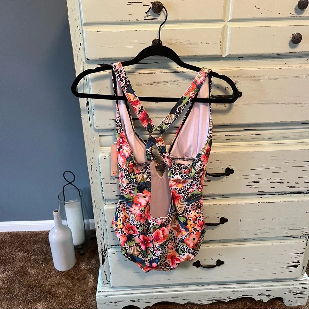 Liora Floral Strappy One-Piece Swimsuit. Size 12, new with tags.